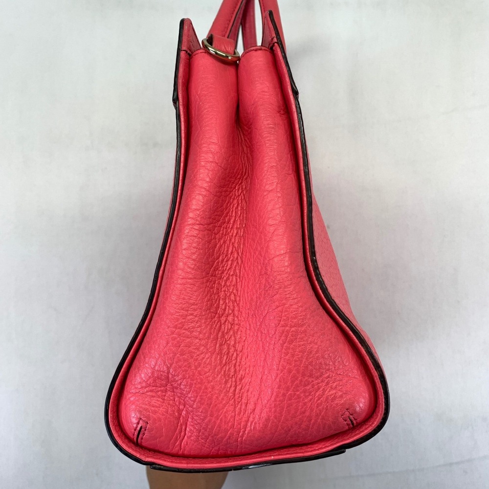 Kate Spade New York Coral Pink Leather Satchel Floral Handbag Tote Missing Strap - Picture 5 of 16